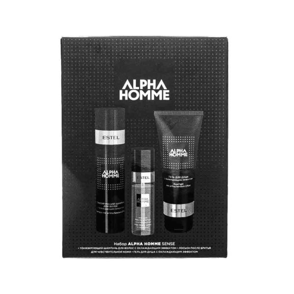 Estel Alpha Homme Набор для бритья для чувствительной кожи шампунь, гель для душа, лосьон после бритья, 250+250+100 мл