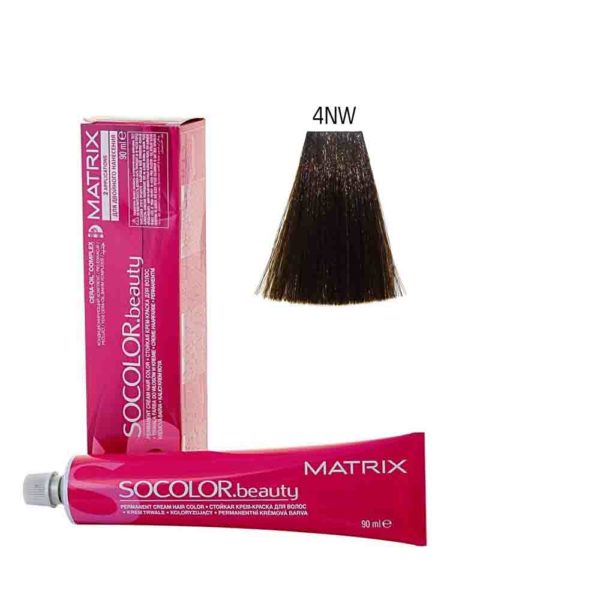 MATRIX SOCOLOR.beauty краска 4NW натуральный теплый шатен, 90 мл