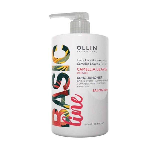 Ollin BASIC LINE Кондиционер для волос для частого применения с экстрактом листьев камелии, 750 мл