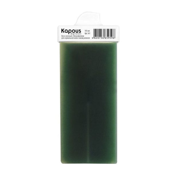 Kapous Depilation Жирорастворимый воск Зеленый с Хлорофиллом в картридже с мини роликом, 100 мл