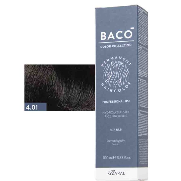 Kaaral BACO COLOR Permament Haircolor Крем-краска 4.01 Натурально-пепельный каштан, 100 мл