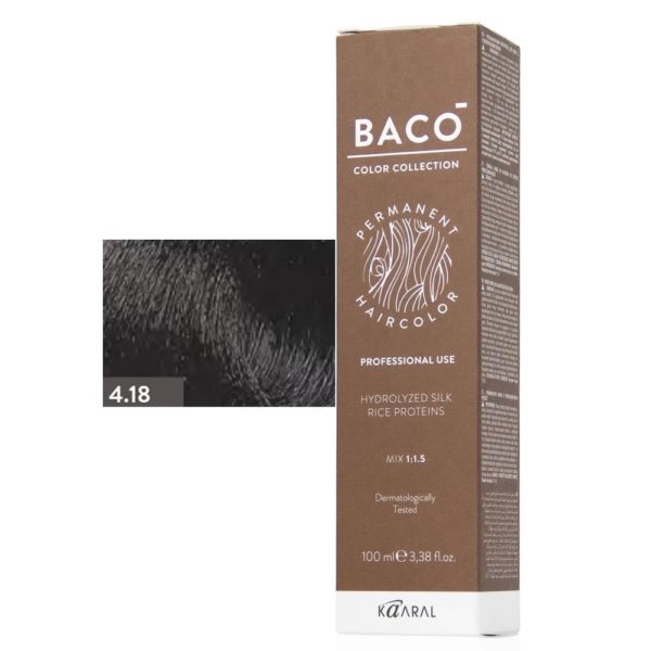 Kaaral BACO COLOR Permament Haircolor Крем-краска 4.18 Пепельно-каштановый коричневый, 100 мл