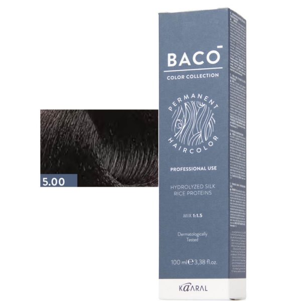 Kaaral BACO COLOR Permament Haircolor Крем-краска 5.00 Светло-каштановый интенсивный, 100 мл