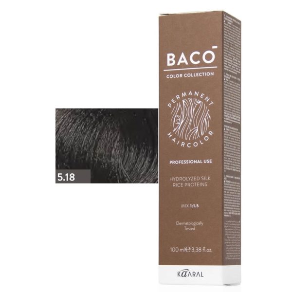 Kaaral BACO COLOR Permament Haircolor Крем-краска 5.18 Светло-каштановый пепельный, 100 мл