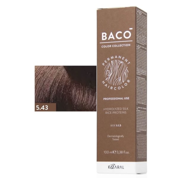 Kaaral BACO COLOR Permament Haircolor Крем-краска 5.43 Светлый медно-золотистый каштан, 100 мл