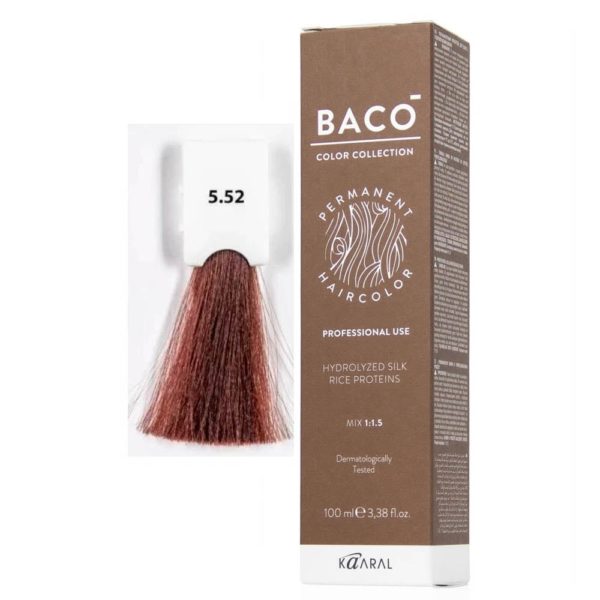 Kaaral BACO COLOR Permament Haircolor Крем-краска 5.52 Светлый махагоново-фиолетовый каштан, 100 мл