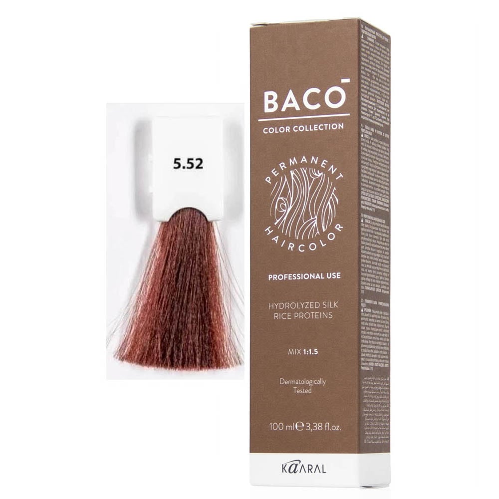 Kaaral BACO COLOR Permament Haircolor Крем-краска 5.52 Светлый  махагоново-фиолетовый каштан, 100 мл - Профессиональная косметика