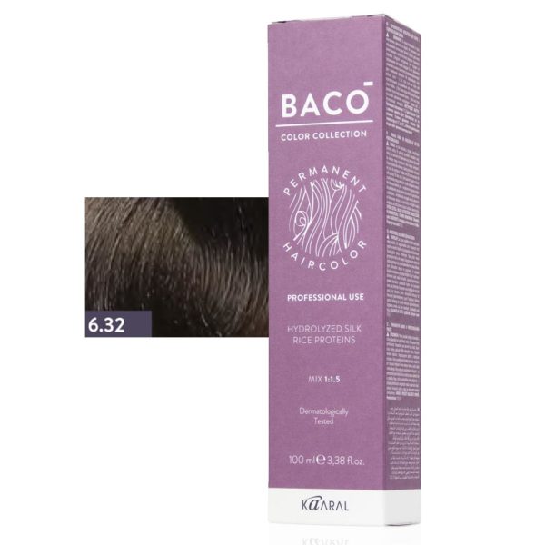 Kaaral BACO COLOR Permament Haircolor Крем-краска 6.32 Темный золотисто-фиолетовый блондин, 100 мл