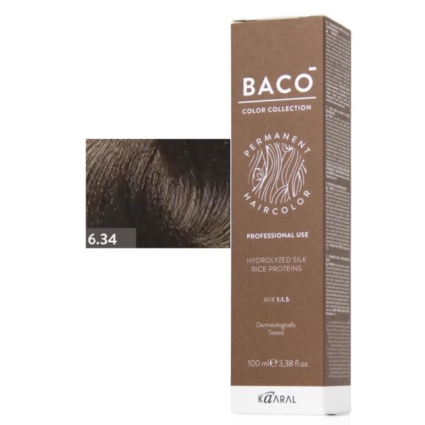 Kaaral BACO COLOR Permament Haircolor Крем-краска 6.34 Темный золотисто-медный блондин, 100 мл