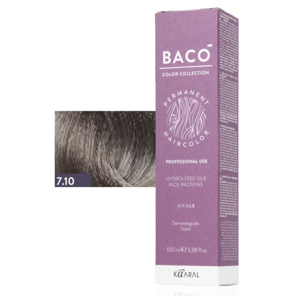 Kaaral BACO COLOR Permament Haircolor Крем-краска 7.10 Пепельный блондин, 100 мл