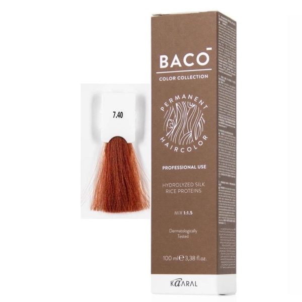 Kaaral BACO COLOR Permament Haircolor Крем-краска 7.40 Медный блонд, 100 мл