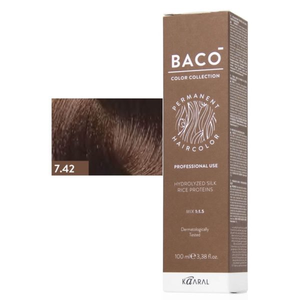 Kaaral BACO COLOR Permament Haircolor Крем-краска 7.42 Медно-фиолетовый блонд, 100 мл