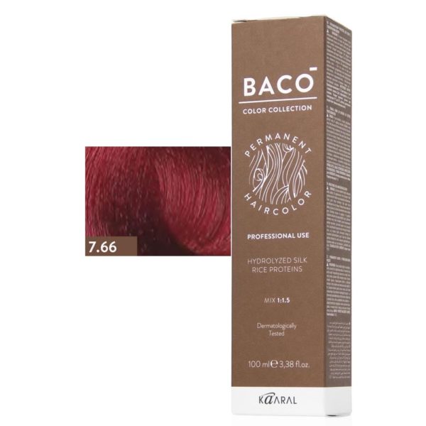 Kaaral BACO COLOR Permament Haircolor Крем-краска 7.66 Интенсивный красный блонд, 100 мл