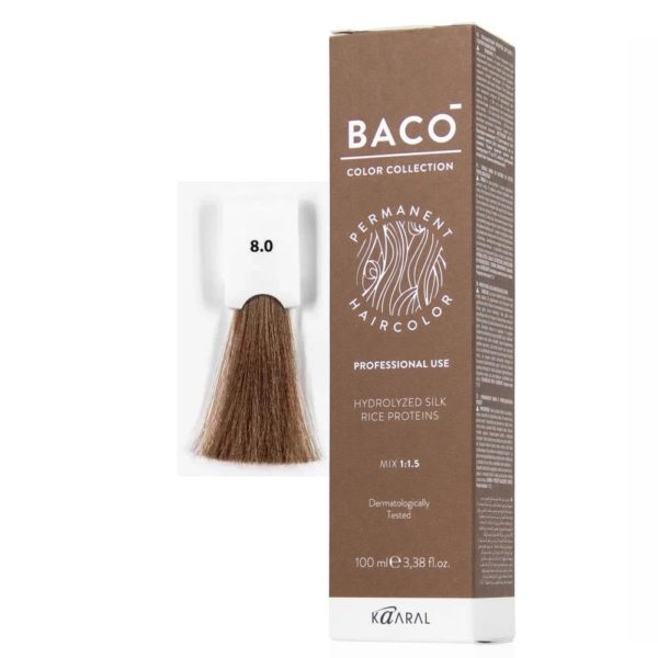 Kaaral BACO COLOR Permament Haircolor Крем-краска 8.0 Светлый блонд, 100 мл