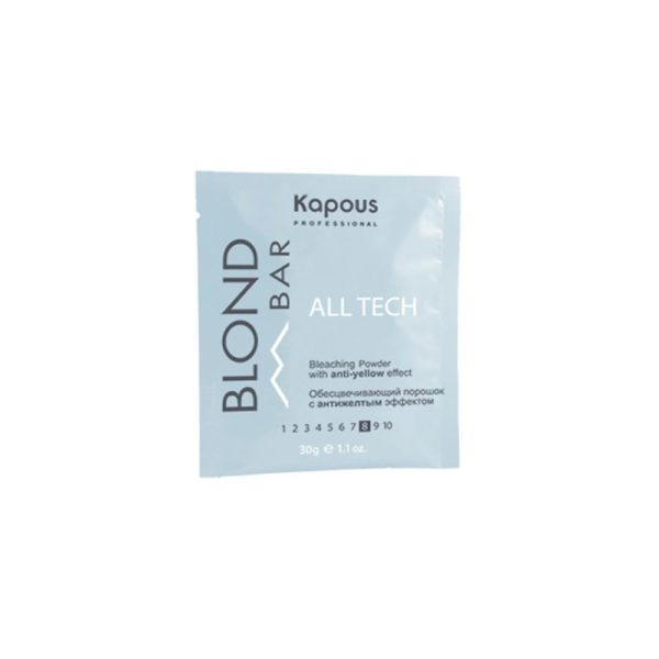 Kapous Blond Bar All tech Обесцвечивающий порошок с антижелтым эффектом, 30 г