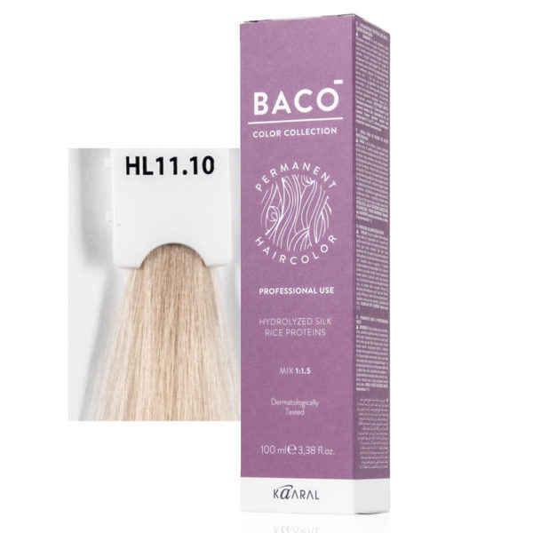 Kaaral BACO COLOR Permament Haircolor Крем-краска 11.10 Супер-светлый пепельный глубокий блонд, 100 мл