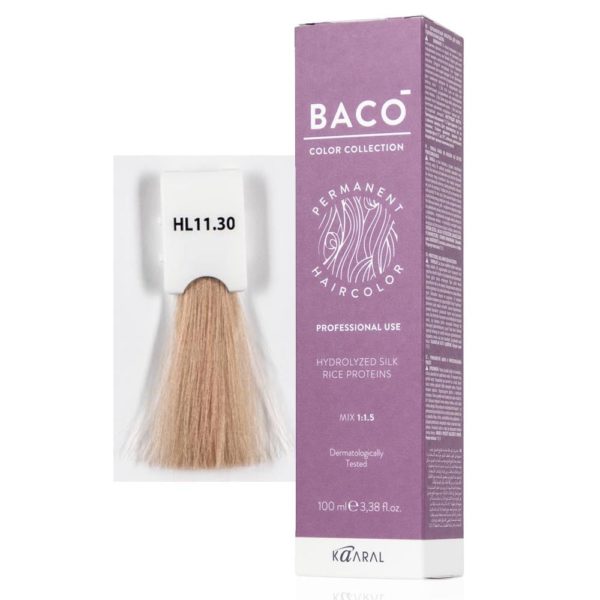 Kaaral BACO COLOR Permament Haircolor Крем-краска 11.30 Супер-светлый золотистый блондин, 100 мл