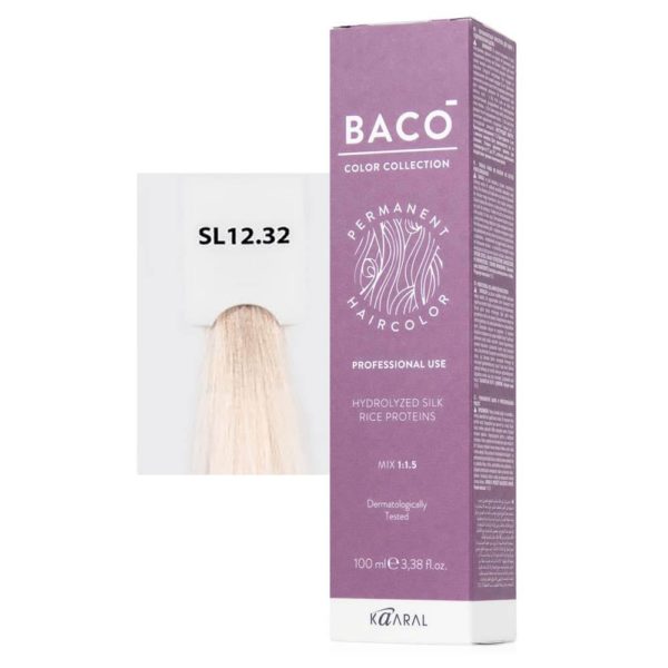 Kaaral BACO COLOR Permament Haircolor Крем-краска 12.32 Экстра светлый золотисто-фиолетовый блонд, 100 мл