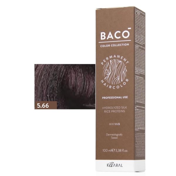 Kaaral BACO COLOR Permament Haircolor Крем-краска 5.66 Светло-каштановый рыжеватый насыщенный, 100 мл