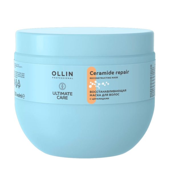 Ollin Ultimate Care Restore Mask Восстанавливающая маска для волос с церамидами, 500 мл